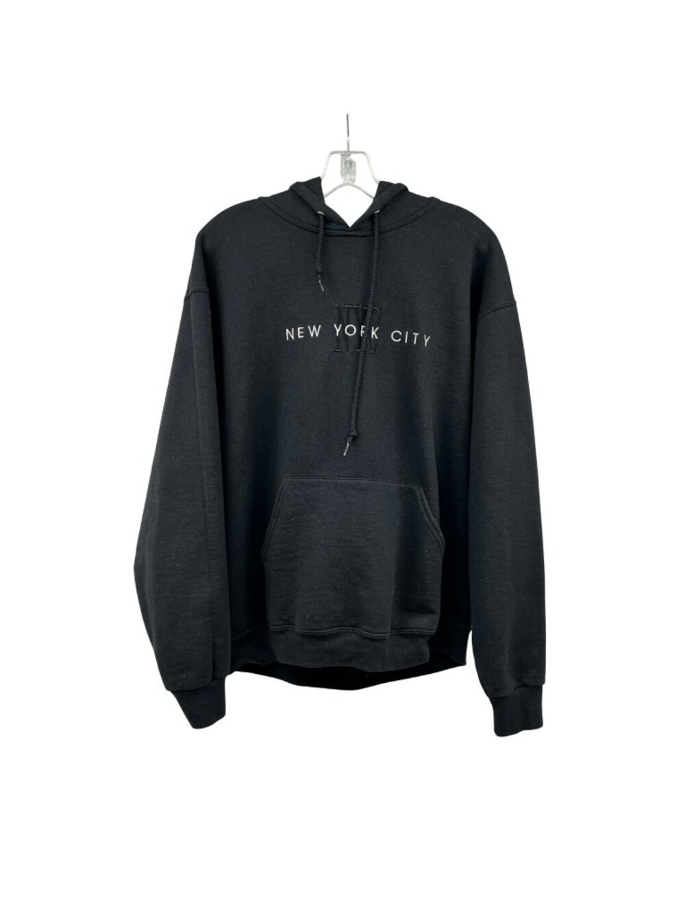 JERZEES Womens New York City Hoodie Pullover Black/White Size Large